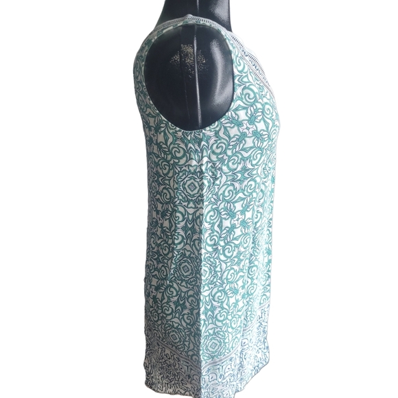 Green and White Sleeveless V Neckline Tunic Dress Sz.S - Picture 4 of 7